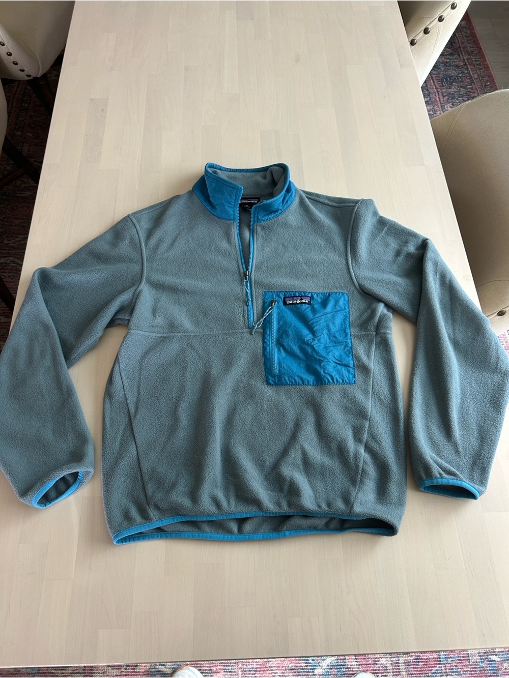 Patagonia Women’s Pullover Fleece with Chest Pocket - Slate Blue/Turquoise